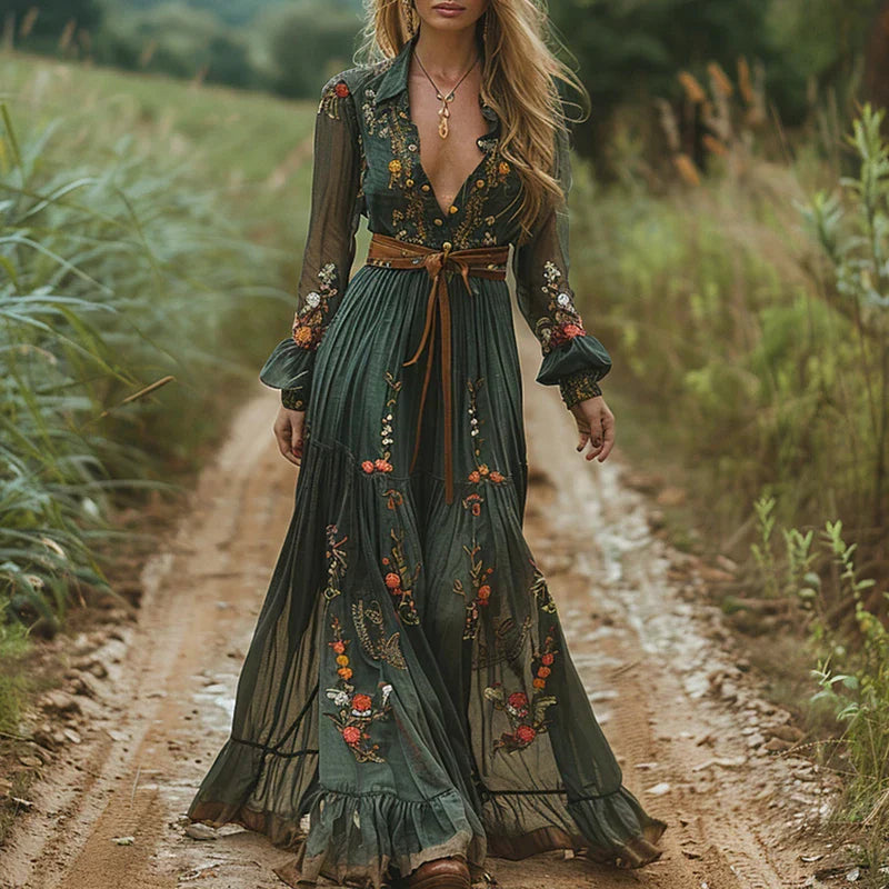 Robe Maxi Florale Bohémienne pour Femme