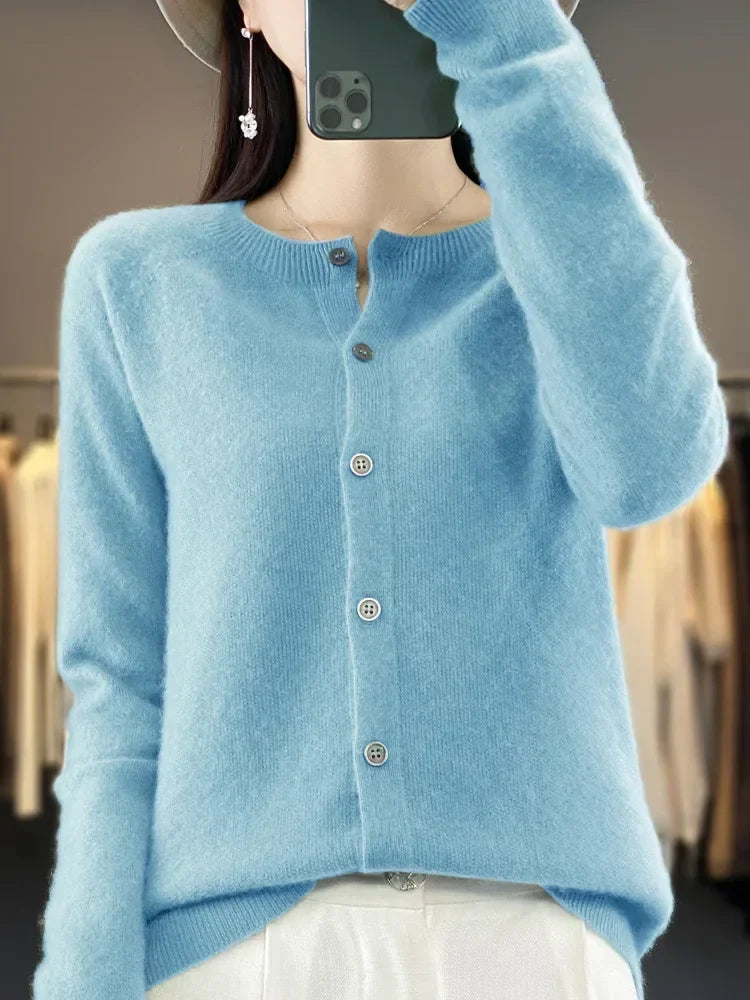 Women's Classic Button Front Ribbed Cardigan