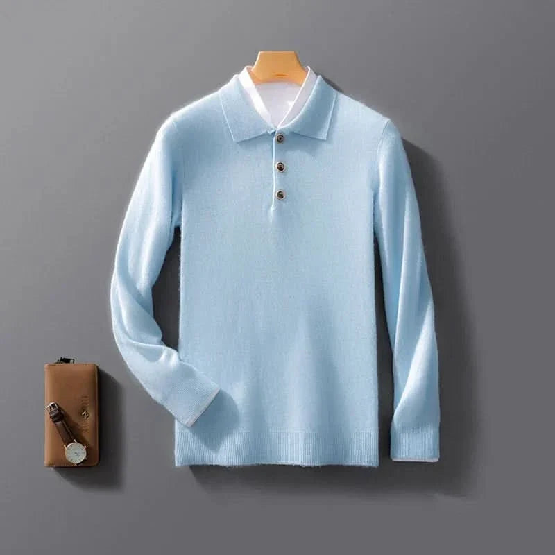 Maglione da uomo a maniche lunghe con colletto polo