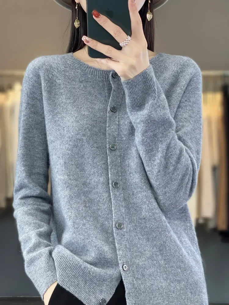 Women's Classic Button Front Ribbed Cardigan