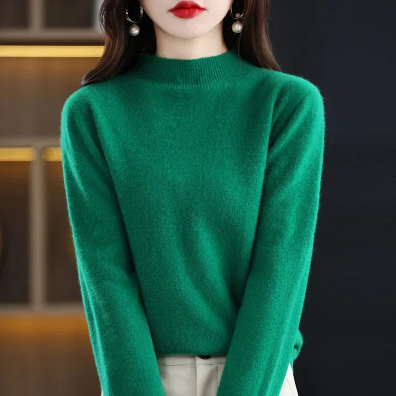 Suéter de punto suave de cuello alto para mujer