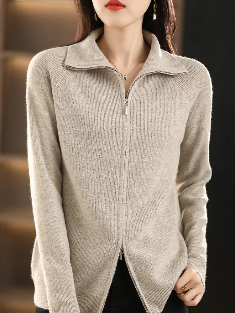 Cardigan da donna con chiusura a doppia cerniera