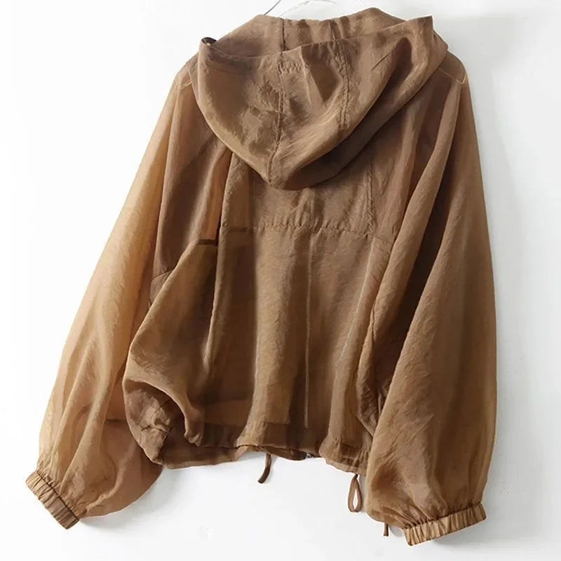 Veste à capuche zippée pour femme avec poches