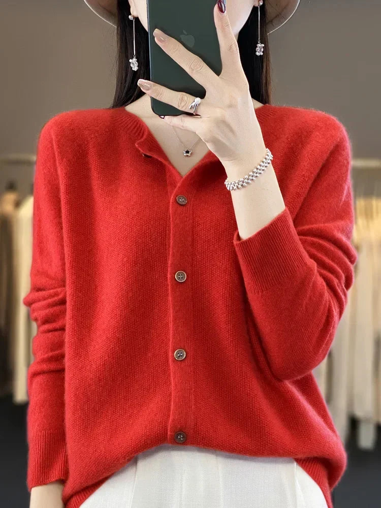 Women's Classic Button Front Ribbed Cardigan