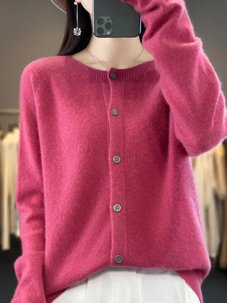 Women's Classic Button Front Ribbed Cardigan