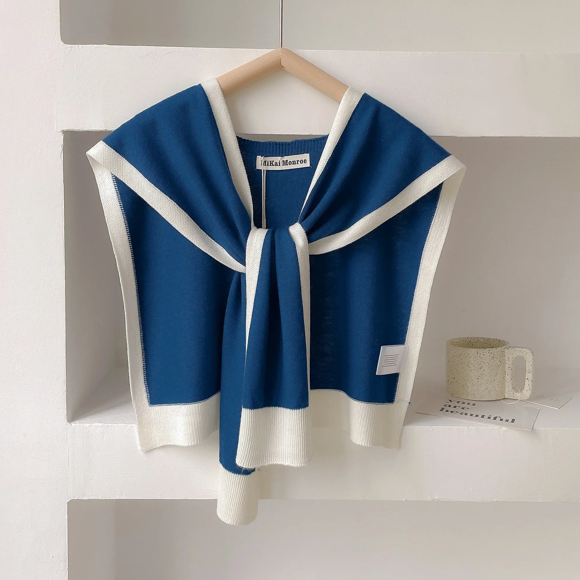 Emma – Striped Knit Shoulder Shawl