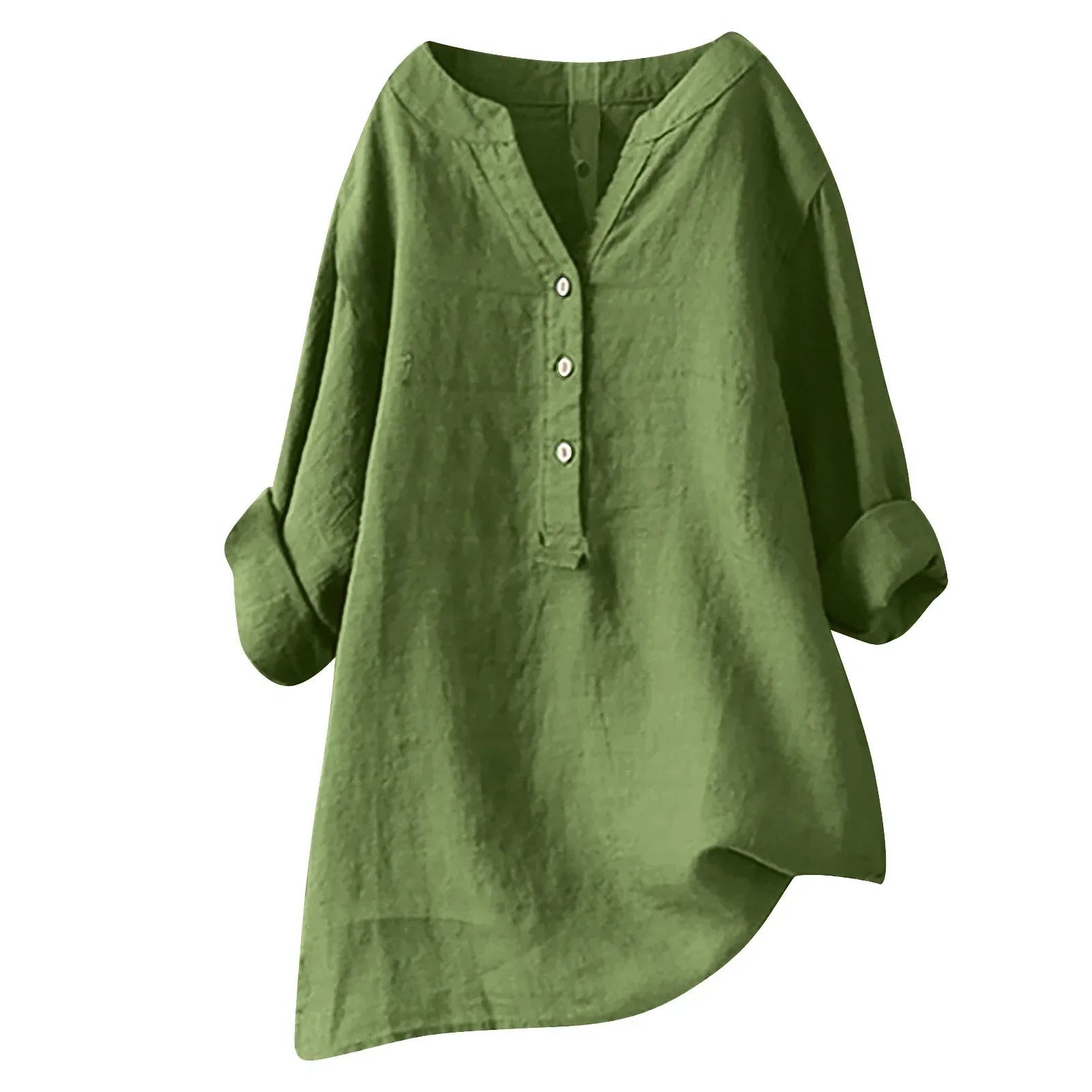 Blouse décontractée pour femme à col en V avec boutons