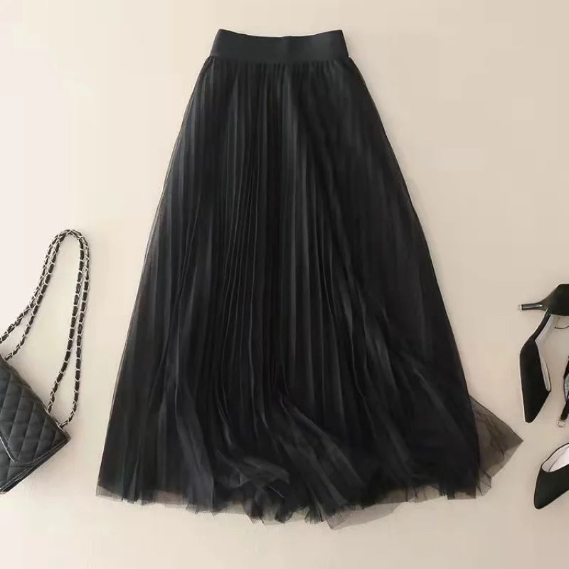 Jupe midi plissée pour femme avec silhouette taille haute