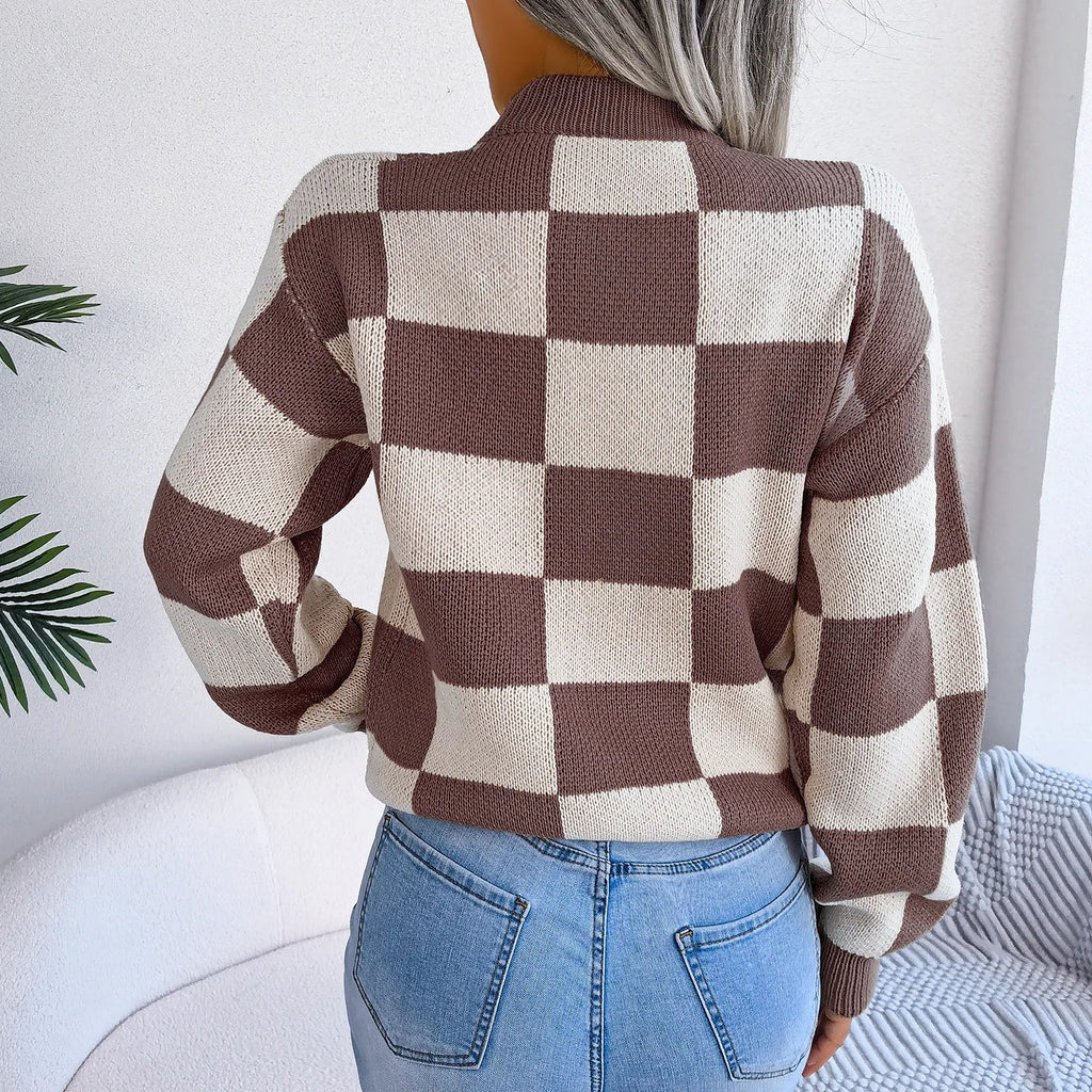 Violet - Checkered Knit Sweater