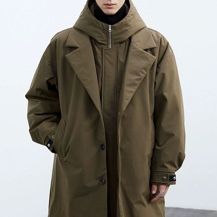 Men's Long Hooded Casual Parka Coat
