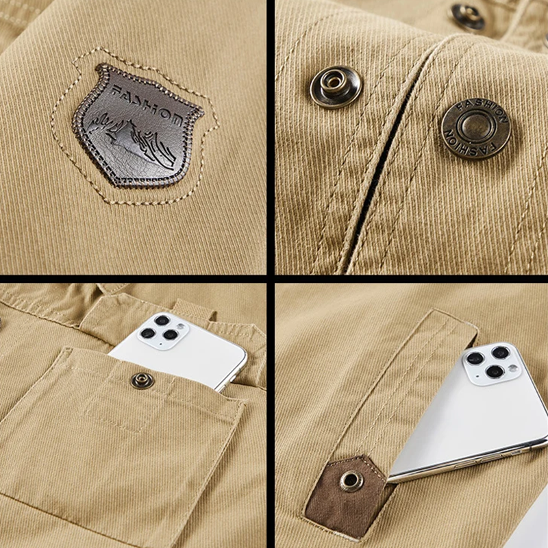 Men's Utility Field Jacket with Button Front and Chest Pockets