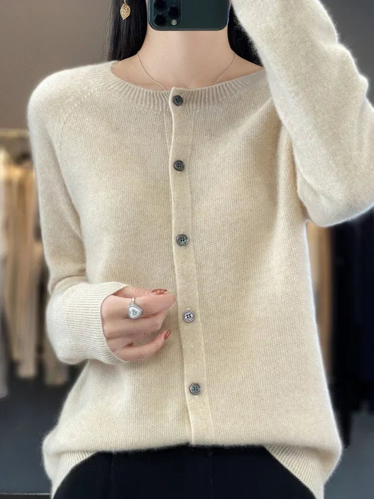 Women's Classic Button Front Ribbed Cardigan