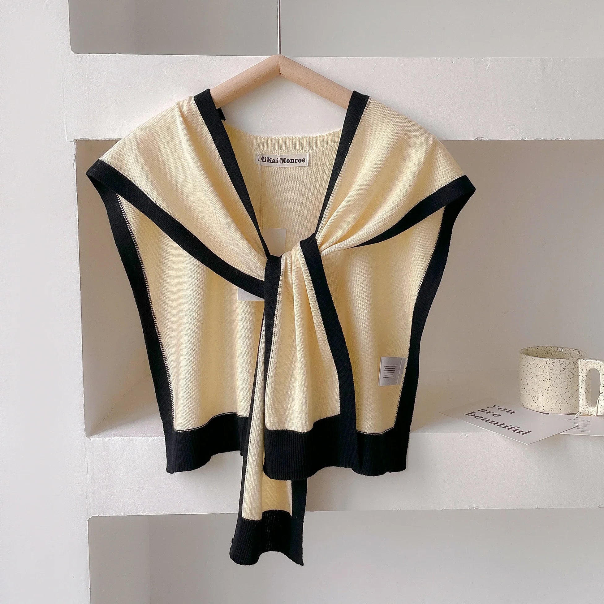 Emma – Striped Knit Shoulder Shawl