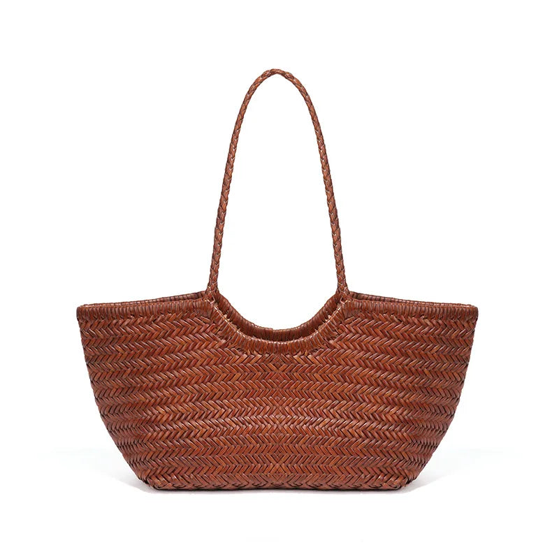 Kathy - Leather Woven Tote Bag