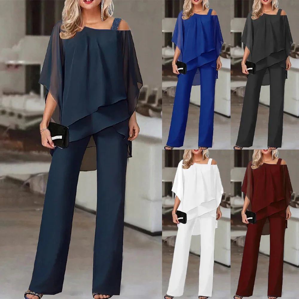 Women’s Off-Shoulder Flowy Top & Wide-Leg Pants