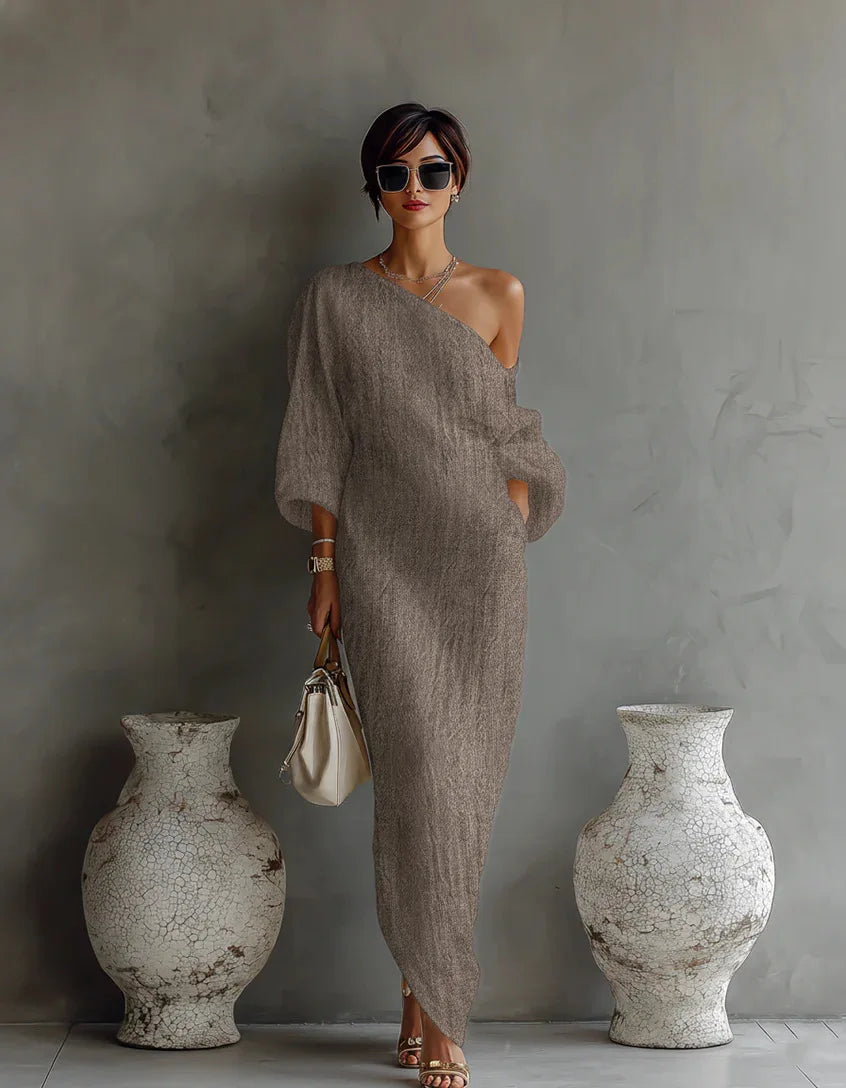 Women's One Shoulder Asymmetrical Maxi Dress