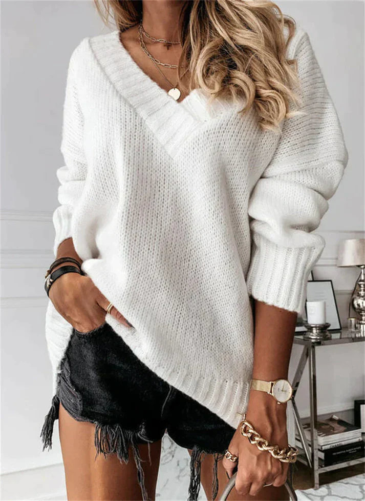 Cozy Soft V-Neck Knit Sweater