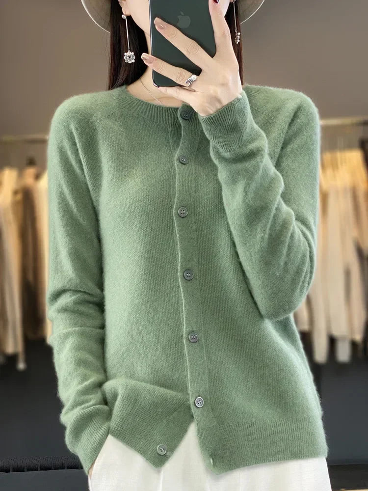 Women's Classic Button Front Ribbed Cardigan