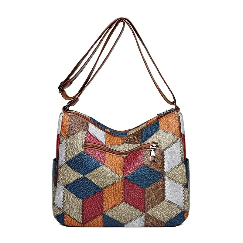 Pamela - Vegan Leather Patchwork Shoulder Bag