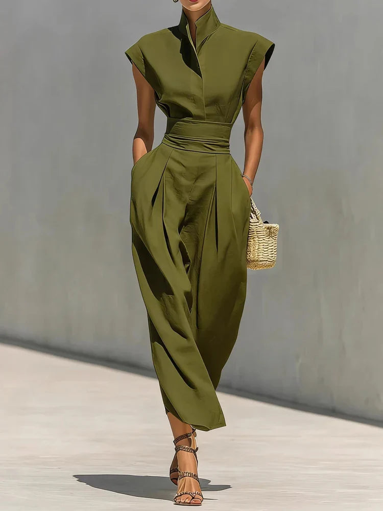 Robe midi structurée pour femme avec taille cintrée
