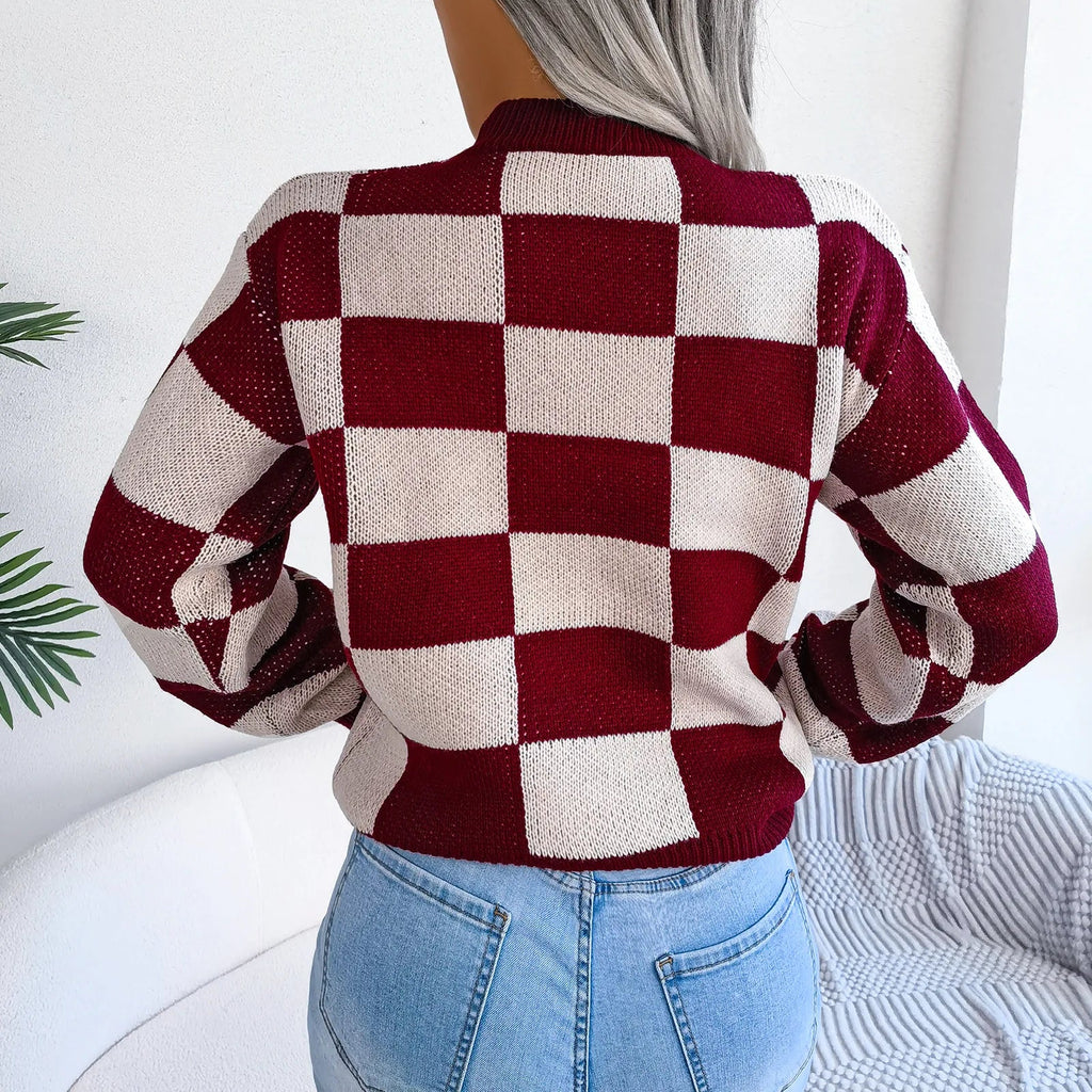 Violet - Checkered Knit Sweater
