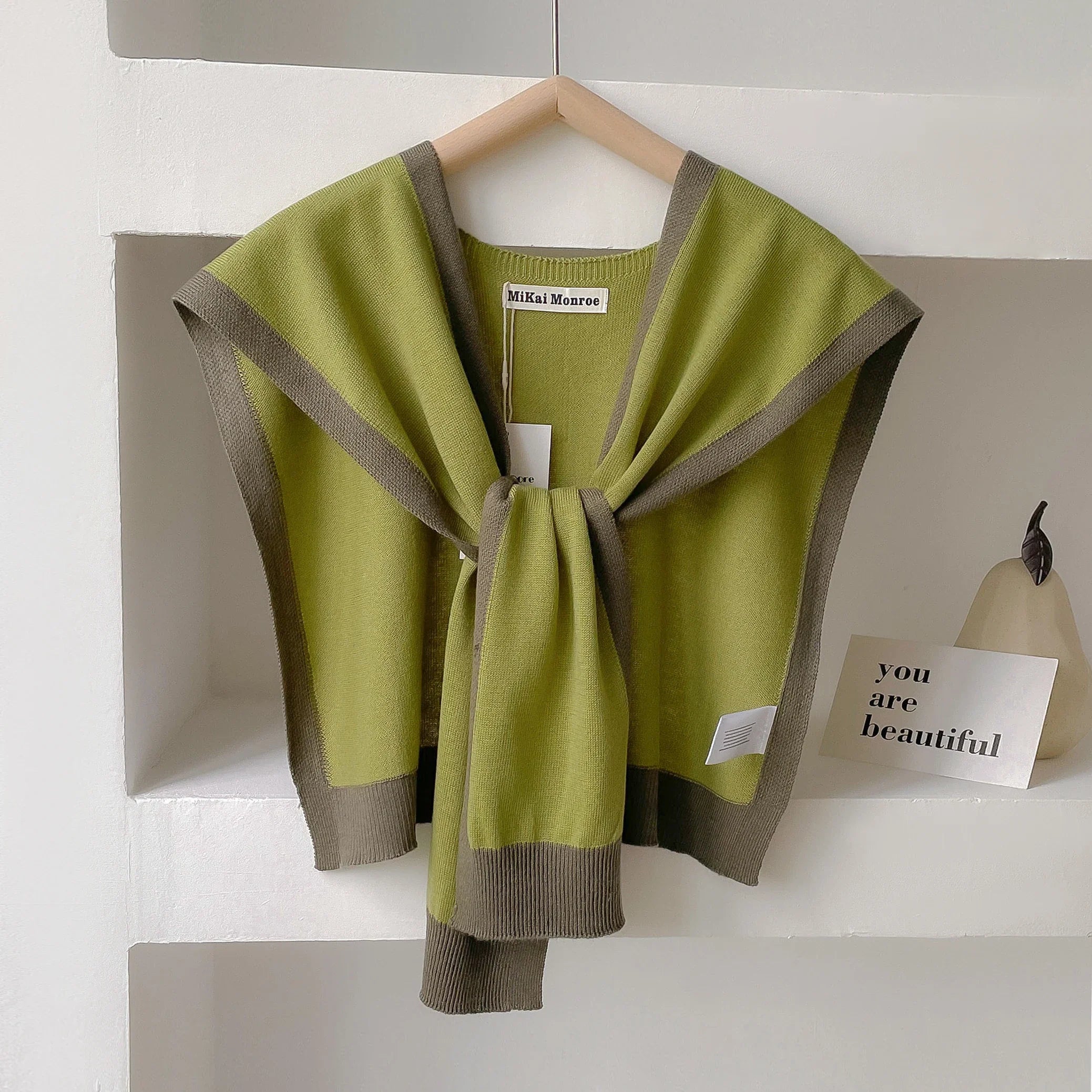 Emma – Striped Knit Shoulder Shawl