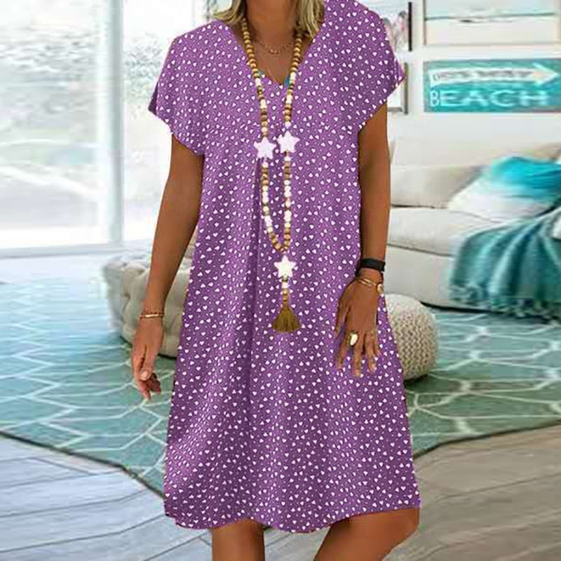 Women's Polka Dot Summer Flowing Midi Dress
