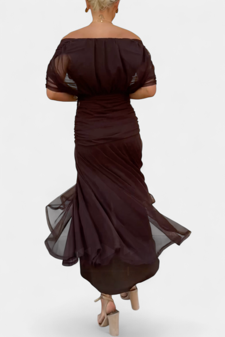 Women's Elegant Off-Shoulder Chiffon Maxi Dress