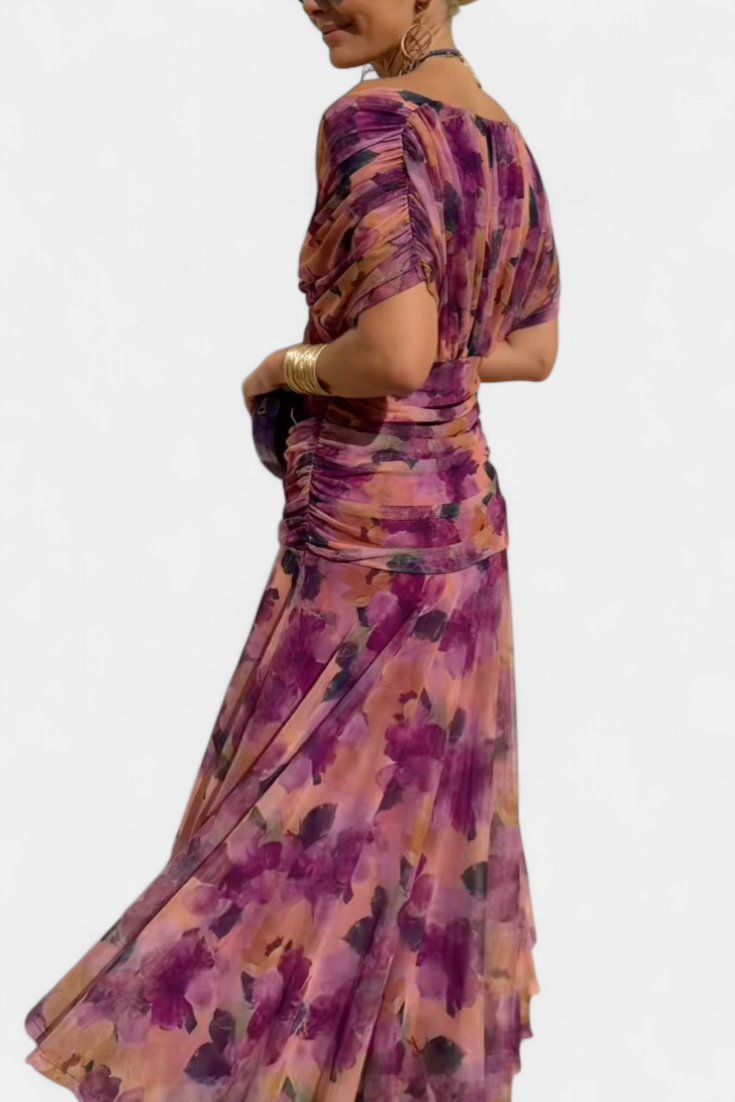 Women's Elegant Off-Shoulder Chiffon Maxi Dress
