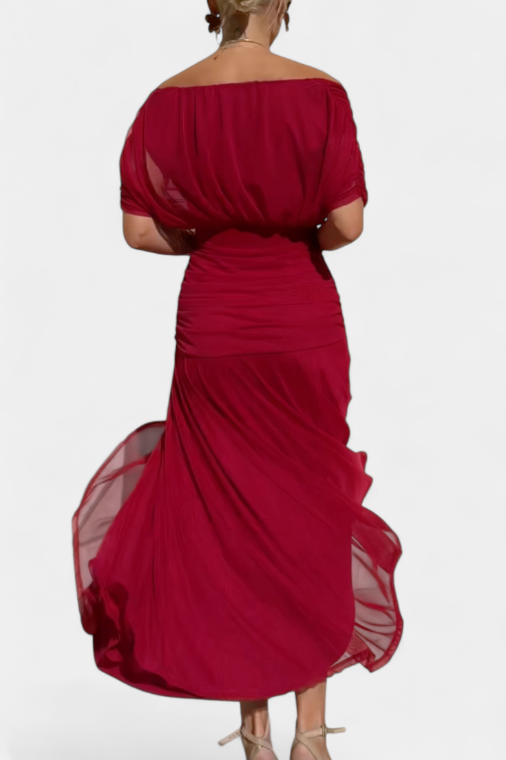 Women's Elegant Off-Shoulder Chiffon Maxi Dress