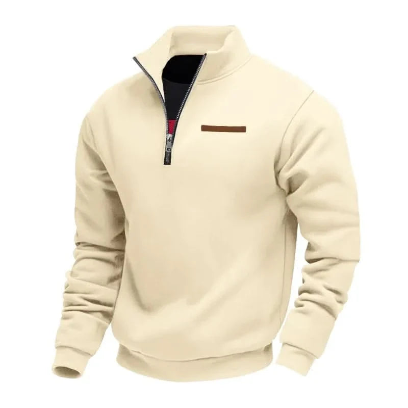 Men's Quarter-Zip Stand Collar Sweater