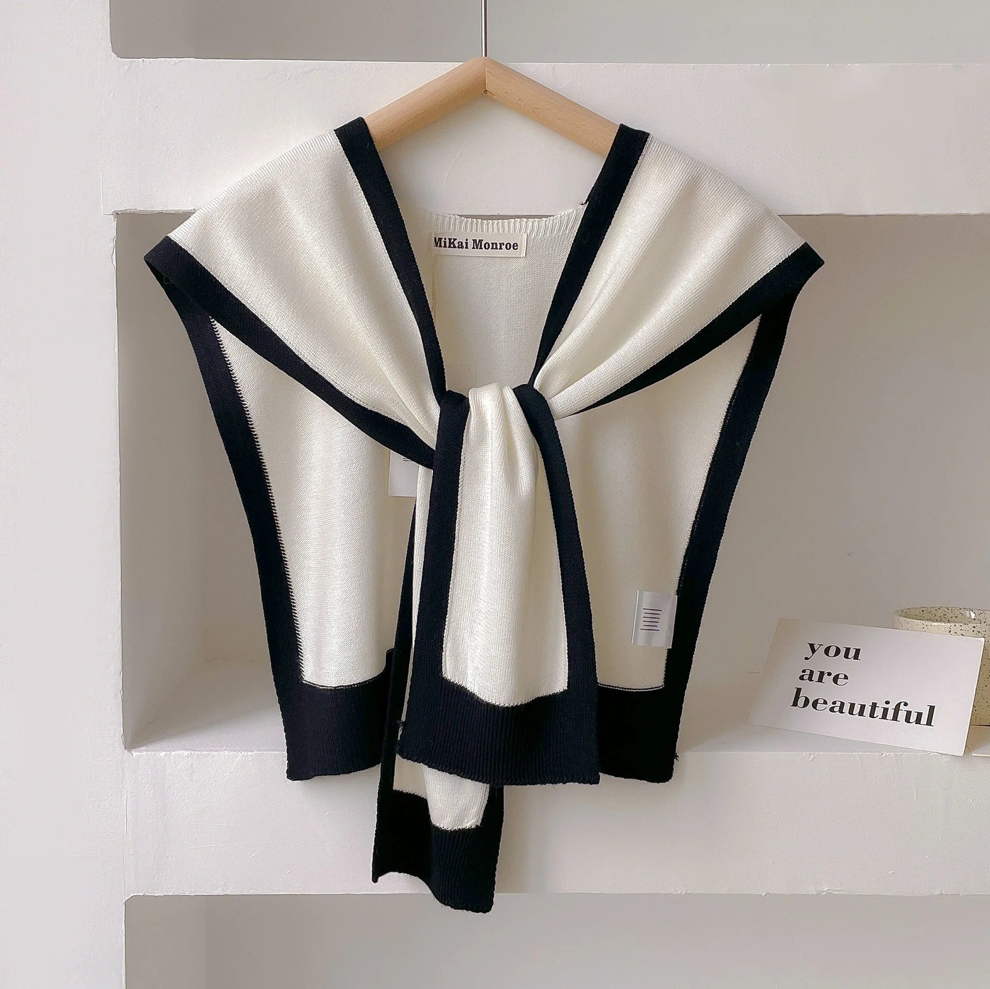 Emma – Striped Knit Shoulder Shawl