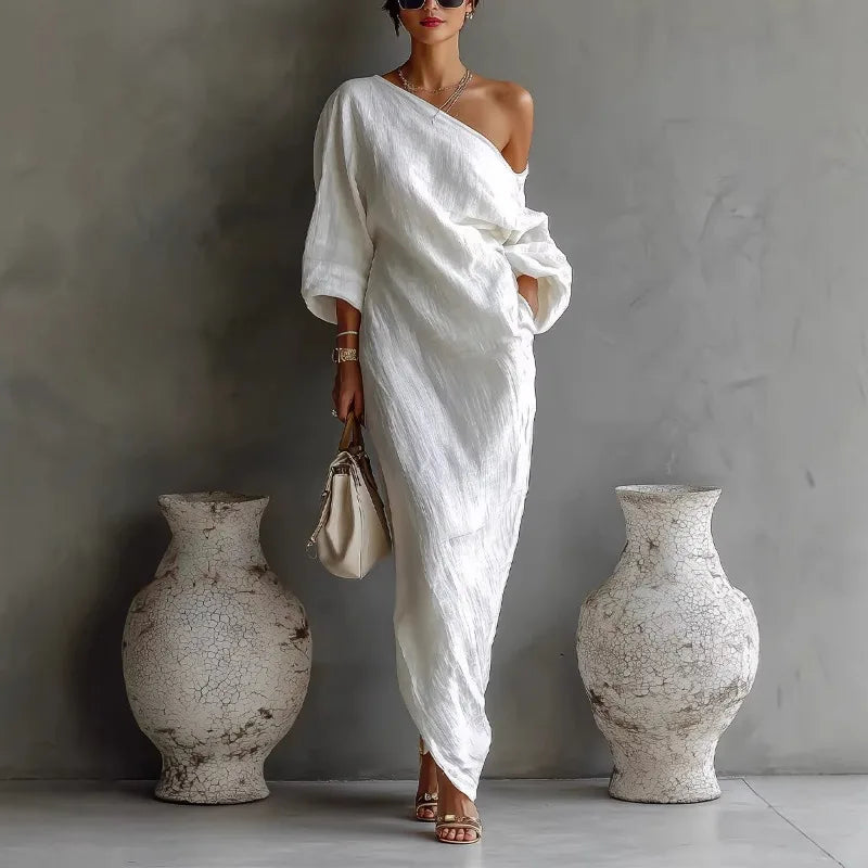 Women's One Shoulder Asymmetrical Maxi Dress