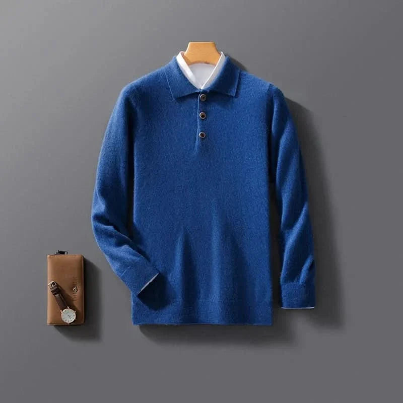 Maglione da uomo a maniche lunghe con colletto polo