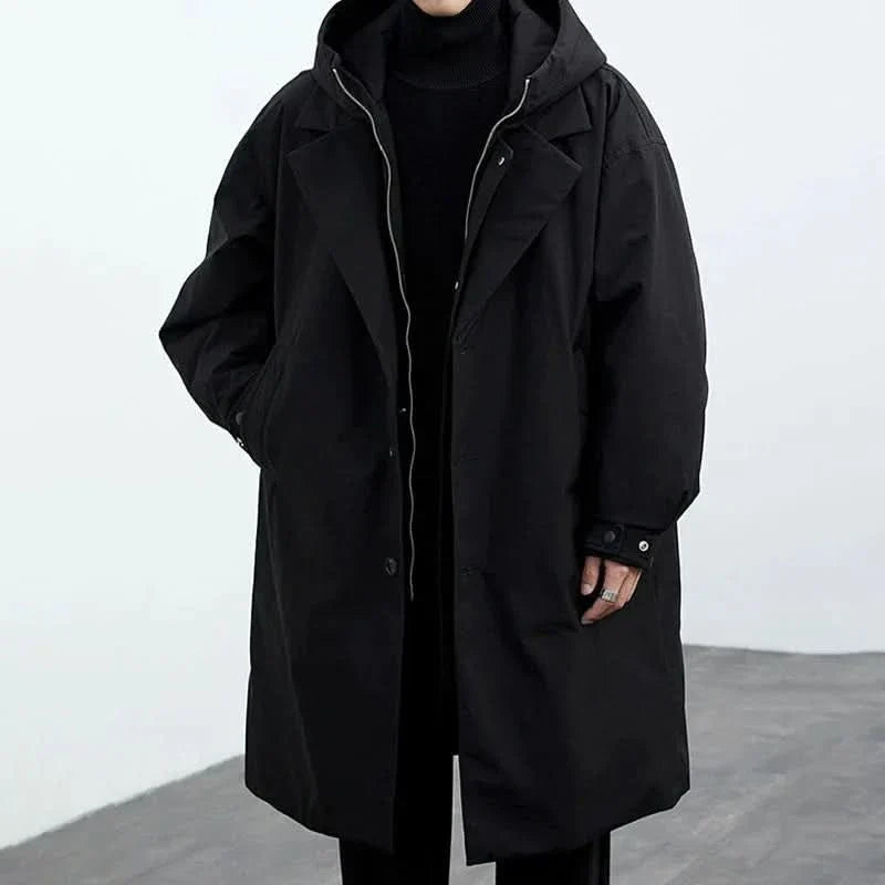 Men's Long Hooded Casual Parka Coat