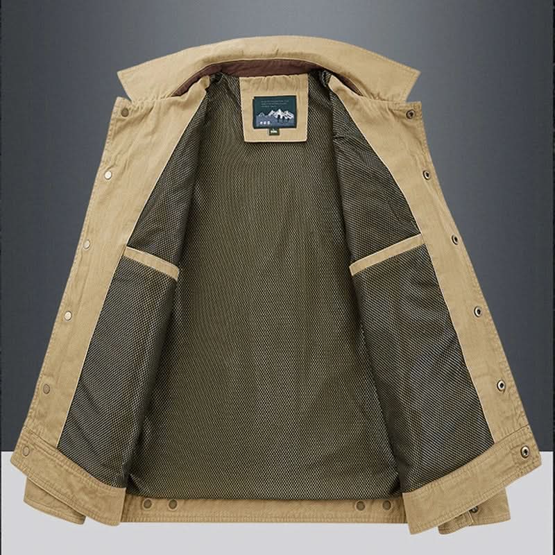 Men's Utility Field Jacket with Button Front and Chest Pockets