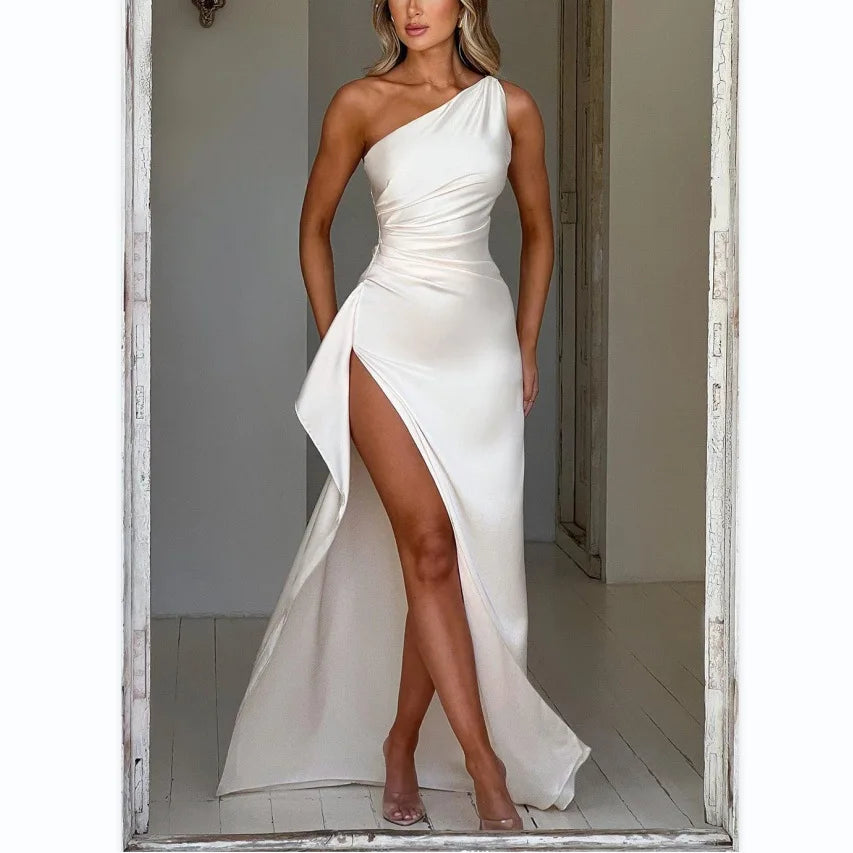Lily - One Shoulder Satin Dress