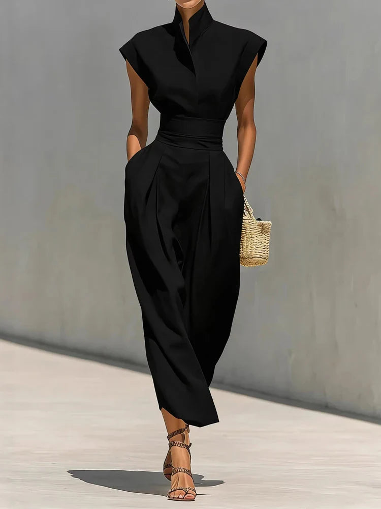 Robe midi structurée pour femme avec taille cintrée