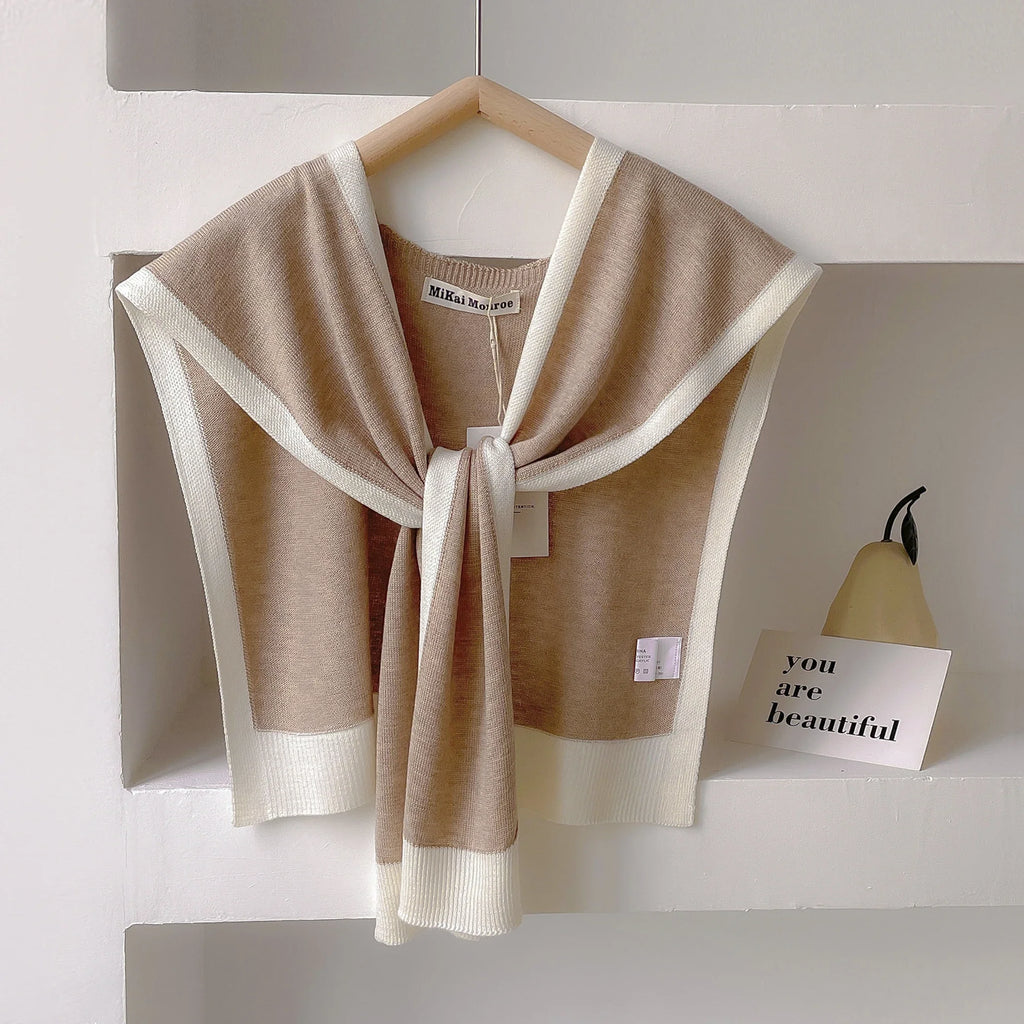 Emma – Striped Knit Shoulder Shawl