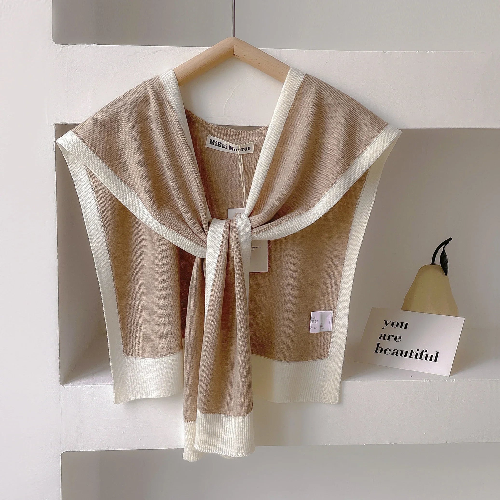 Emma – Striped Knit Shoulder Shawl