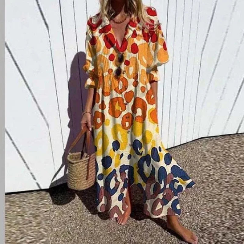 Robe maxi imprimée ample tenue de plage femme