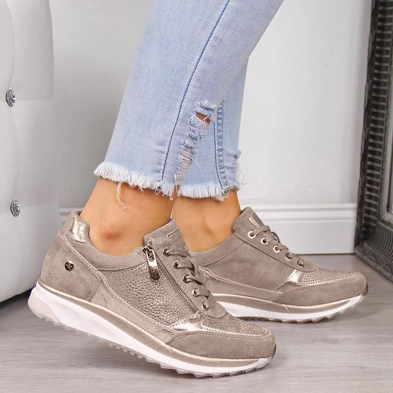 Baskets respirantes pour femme en mesh avec fermeture éclair latérale