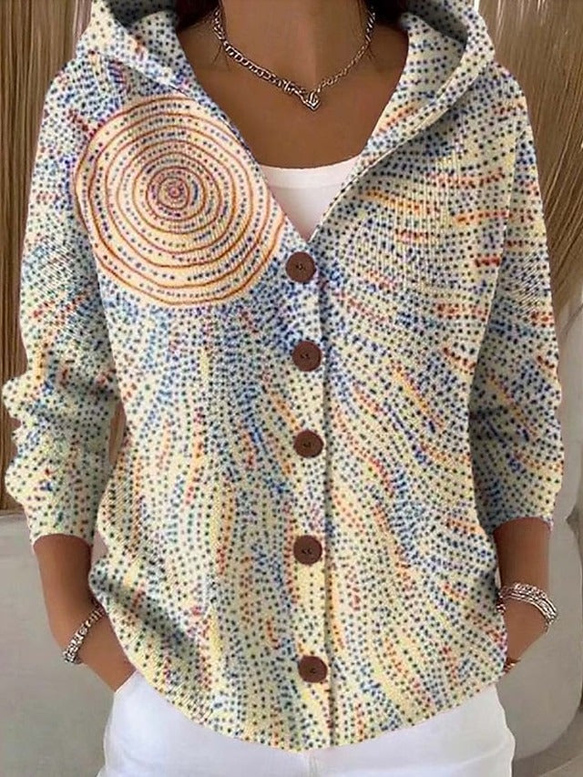 Cardigan con cappuccio e bottoni da donna