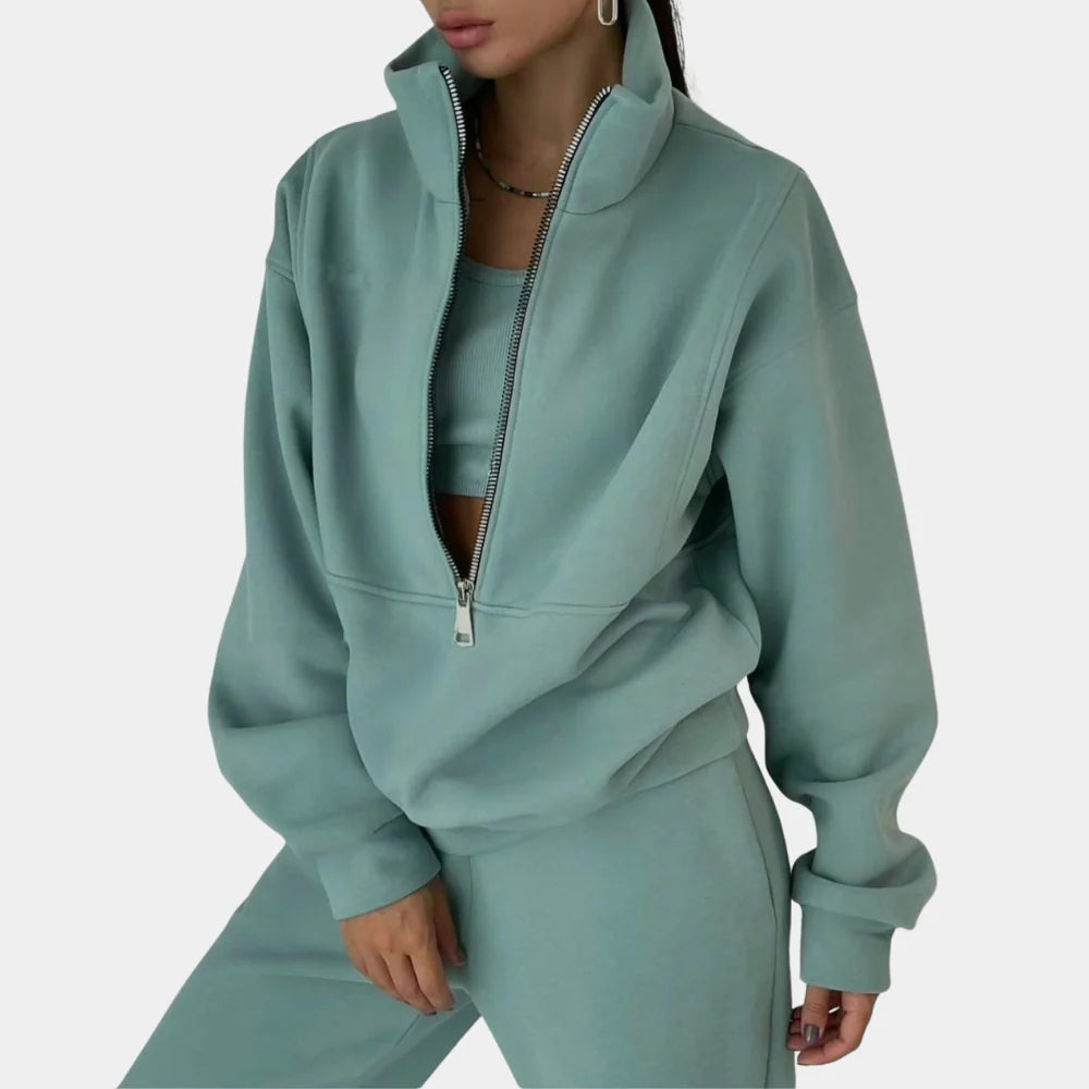Women's Half-Zip Sweatshirt & Jogger Set