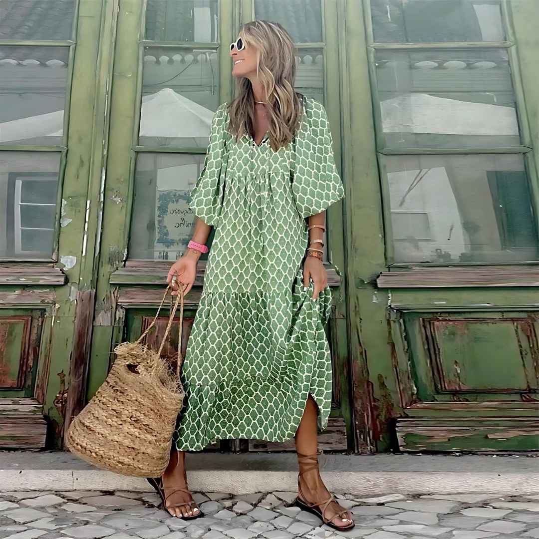 Elegant Maxi Dress Polka Dot Flowy
