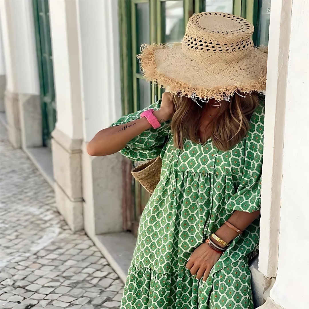 Elegant Maxi Dress Polka Dot Flowy