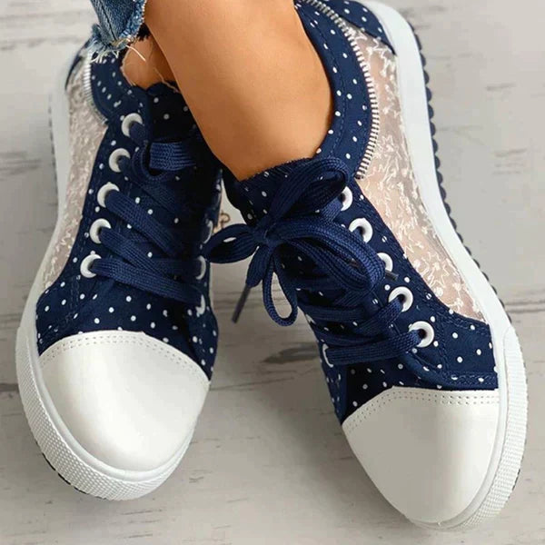 Baskets à empiècement en dentelle – Baskets décontractées basses à la mode