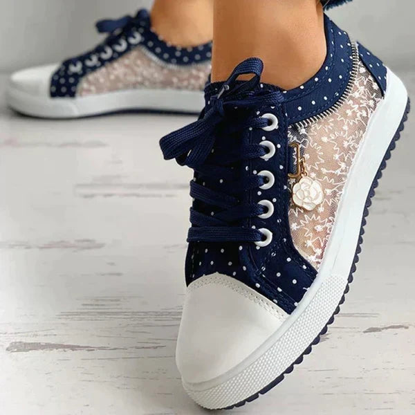 Baskets à empiècement en dentelle – Baskets décontractées basses à la mode
