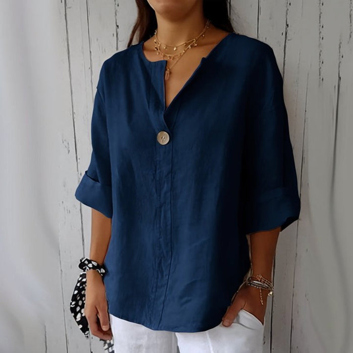 Anna - Linen V-Neck Blouse