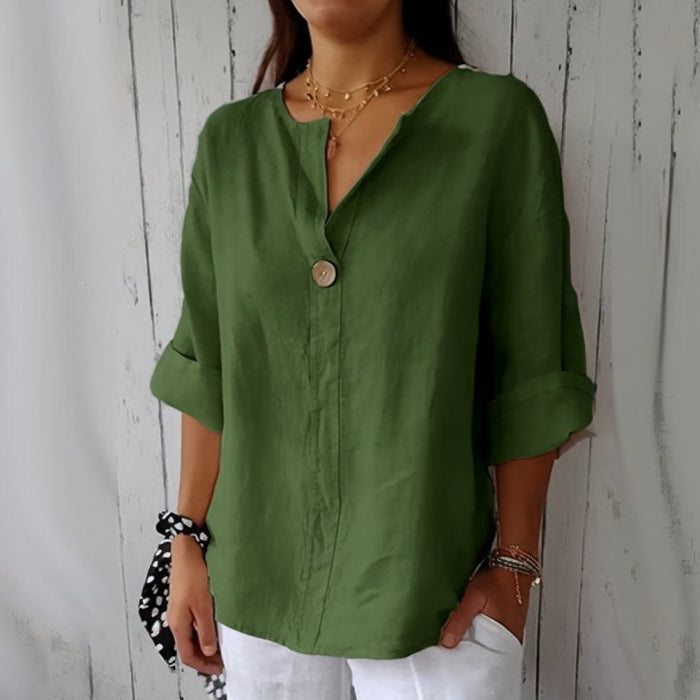 Anna - Linen V-Neck Blouse